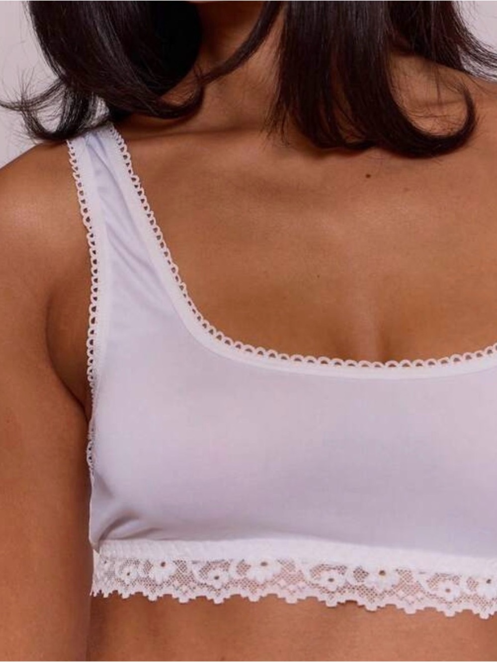 SHEIN White Lace Trim Bralette
